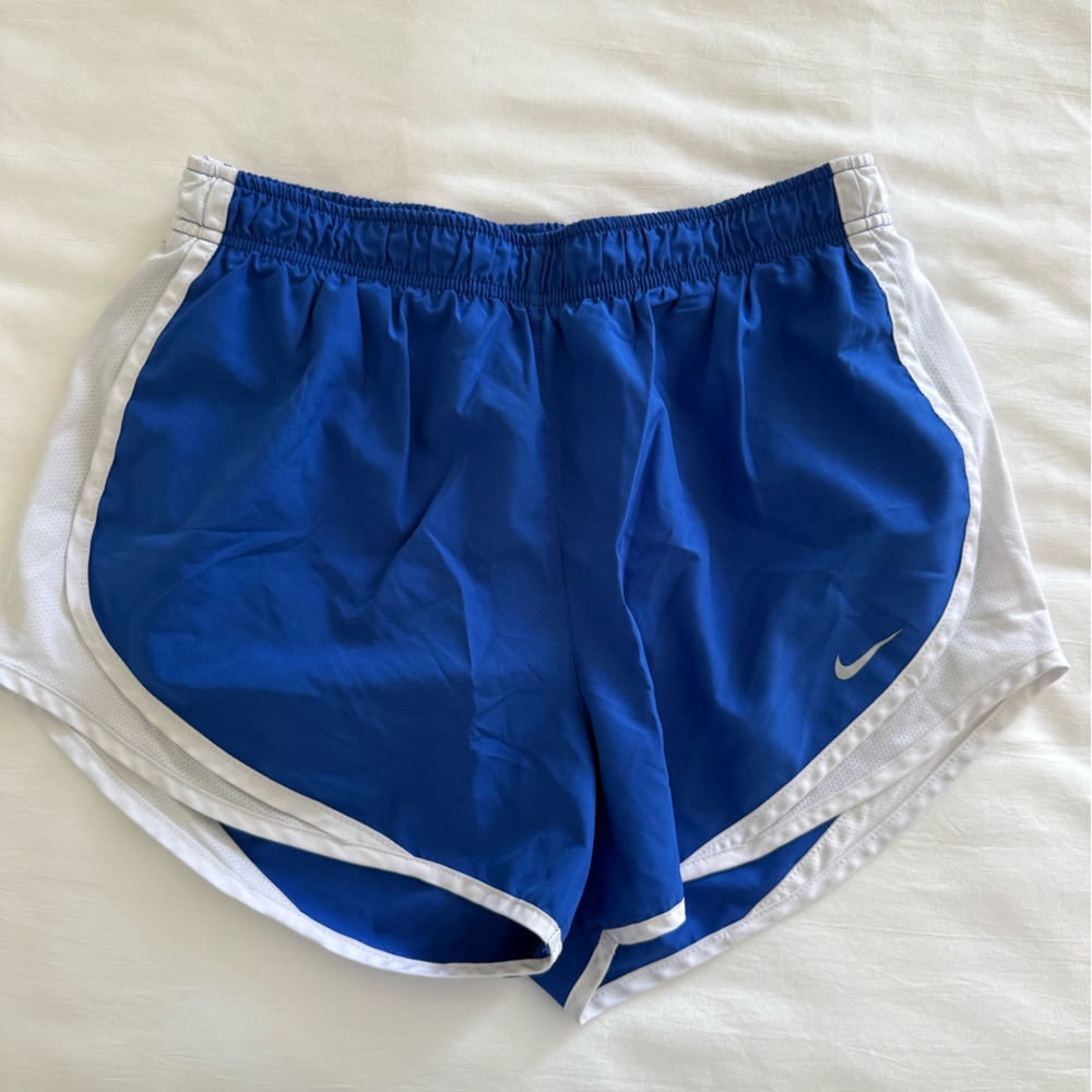 Nike Women's Royal Blue and White Athletic Shorts